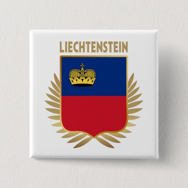 Liechtenstein Flag Shield Button (Front)