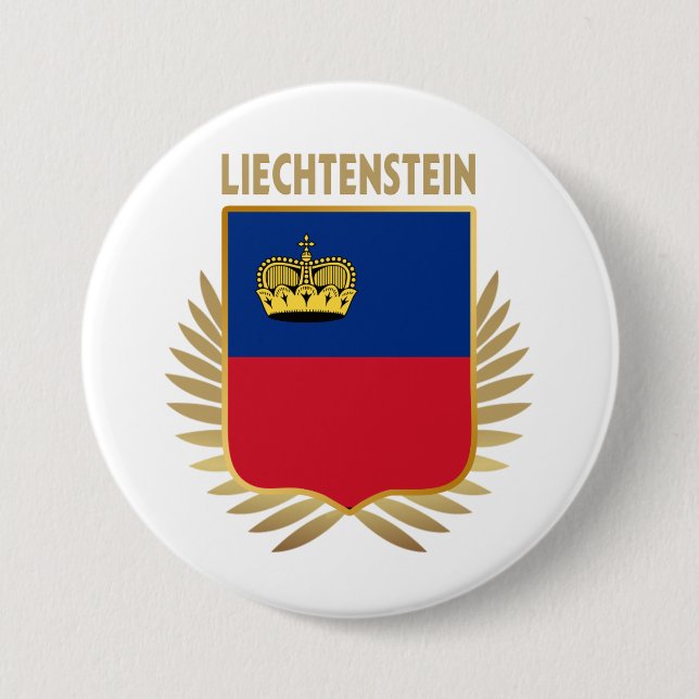 Liechtenstein Flag Shield Button (Front)