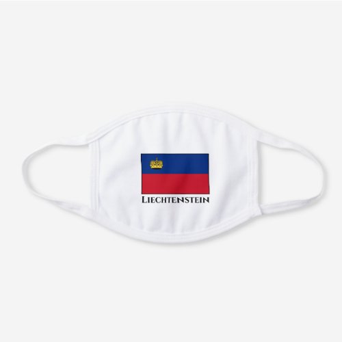 Liechtenstein Flag  White Cotton Face Mask