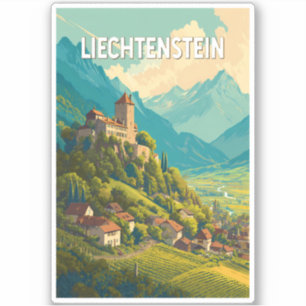 Liechtenstein Illustration Travel Art Vintage Sticker