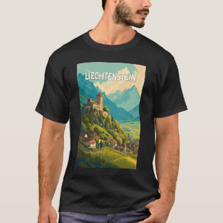 Liechtenstein Illustration Travel Art Vintage T-Shirt