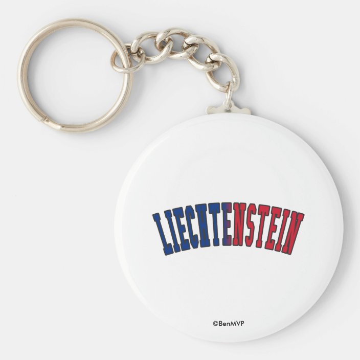 Liechtenstein in National Flag Colors Keychain