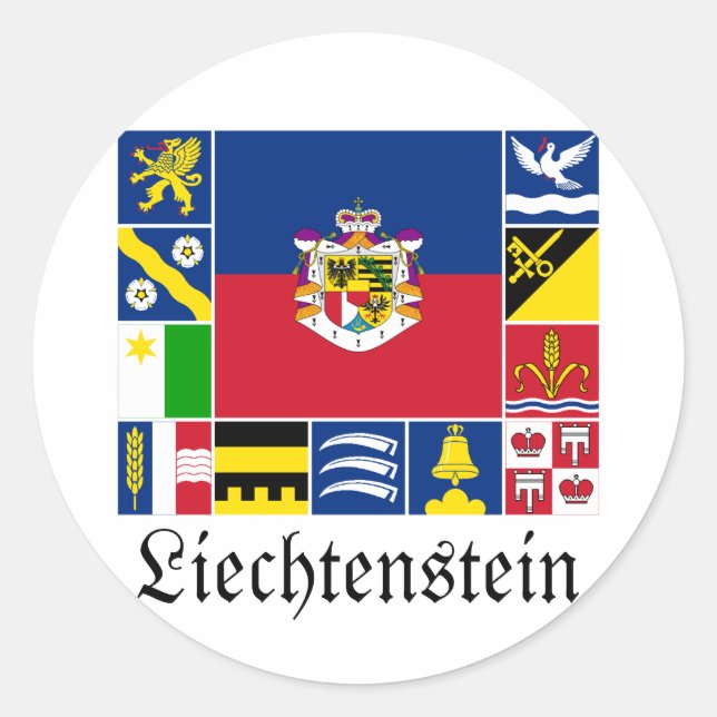 Liechtenstein & its Gemeinde Flags Classic Round Sticker (Front)