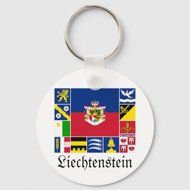 Liechtenstein & its Gemeinde Flags Keychain (Front)