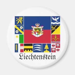 Liechtenstein & its Gemeinde Flags Magnet