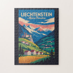 Liechtenstein Landscape Illustration Travel Art Jigsaw Puzzle