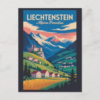 Liechtenstein Landscape Illustration Travel Art Postcard