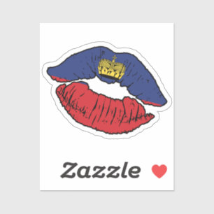 Liechtenstein Liechtensteiner Lipstick Love Flag Sticker