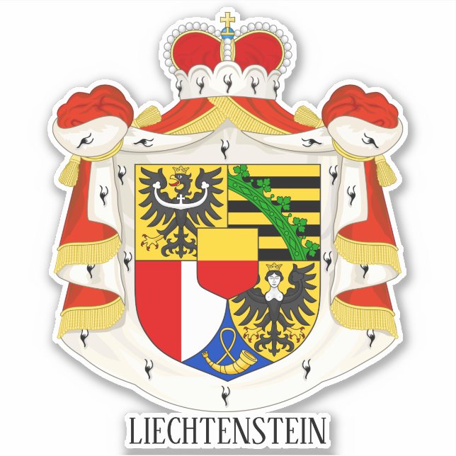 Liechtenstein National Coat Of Arms Patriotic Sticker (Front)