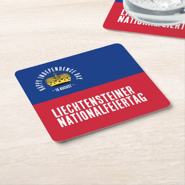 Liechtenstein National Day Flag Square Paper Coaster (Angled)