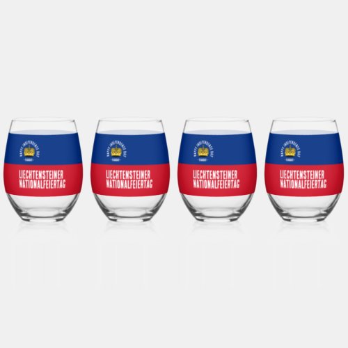 Liechtenstein National Day Flag Stemless Wine Glass