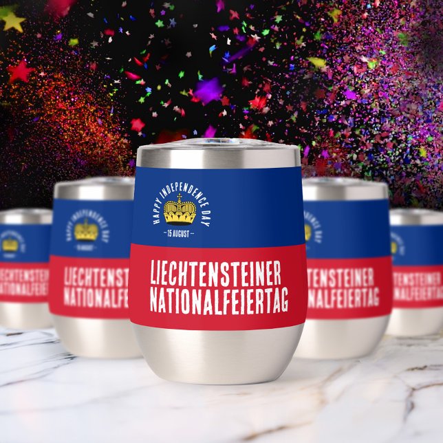 Liechtenstein National Day Flag Thermal Wine Tumbler (Liechtenstein Independence Day August 15 Thermal Wine Tumbler Cover Photo)