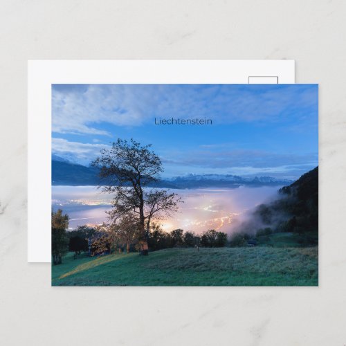 Liechtenstein nighttime landscape photo postcard