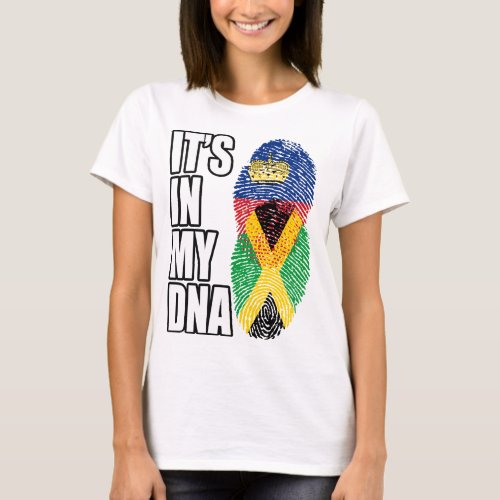 Liechtensteiner And Jamaican Mix Heritage DNA Flag T_Shirt