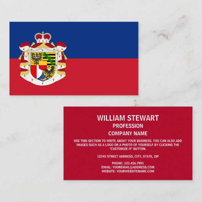 Liechtensteiner Flag & Coat of Arms Business Card (Front/Back)