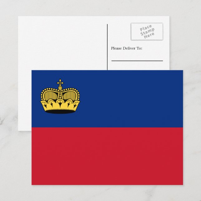 Liechtensteiner Flag, Flag of Liechtenstein Postcard (Front/Back)