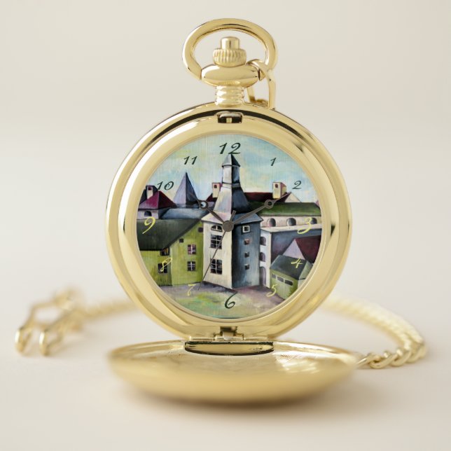 Liege Belgium Surreal Mystical Stone Castle Pocket Watch (Inside)