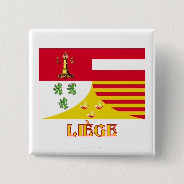 Liège Flag with Name (French) Pinback Button (Front)