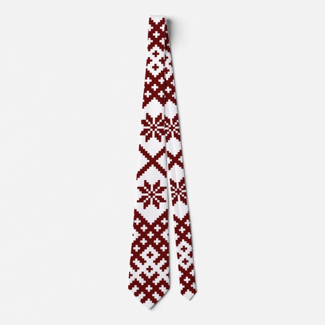 Lielvarde Belt Motif Symbols Nordic Star Neck Tie (Front)