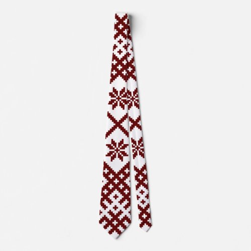 Lielvarde Belt Motif Symbols Nordic Star Neck Tie