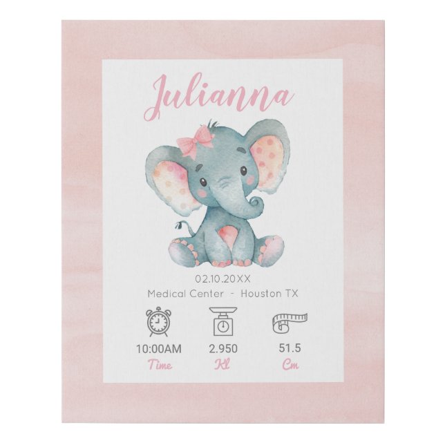 Lienzo De Imitación Girl Baby Stats Sign Nursery S (Front)