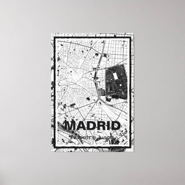 Lienzo map minimalist Madrid - Blanco-Negro Canvas Print (Front)