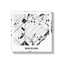 Lienzo minimalist map Barcelona - Blanco-Negro