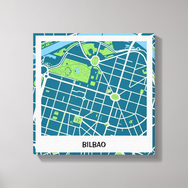 Lienzo minimalist map Bilbao Blue-Green Canvas Print (Front)