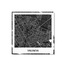 Lienzo minimalist map Valencia - Black-white