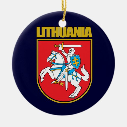 Lietuva Lithuania COA Ceramic Ornament