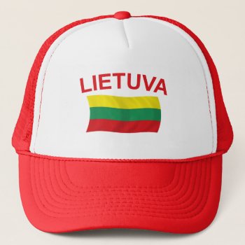 Lietuva (lithuania) Red Ltrs Trucker Hat by worldshop at Zazzle