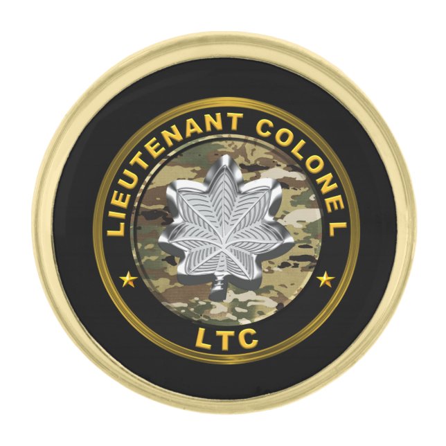 Lieutenant Colonel LTC Gold Finish Lapel Pin (Front)
