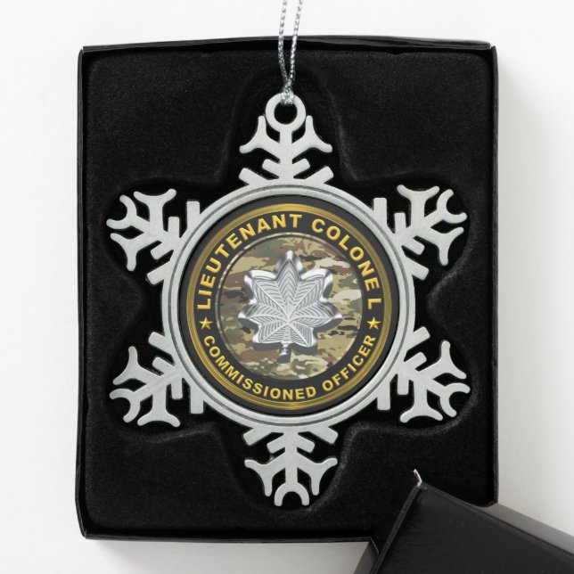 Lieutenant Colonel  Snowflake Pewter Christmas Ornament (Box)