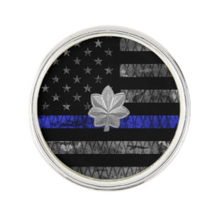 Lieutenant Colonel Thin Blue Line Distressed Flag Lapel Pin