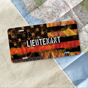 Lieutenant Firefighter Flag License Plate