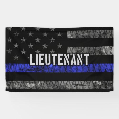 Lieutenant Thin Blue Line Distressed Flag Banner