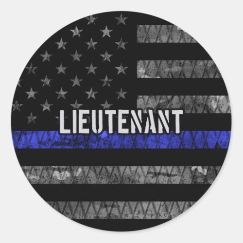 Lieutenant Thin Blue Line Distressed Flag Classic Round Sticker