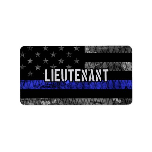 Lieutenant Thin Blue Line Distressed Flag Label