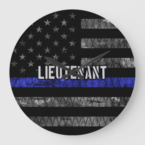 Lieutenant Thin Blue Line Distressed Flag Large Clock