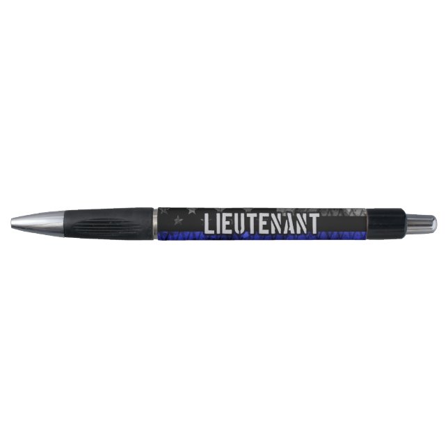 Lieutenant Thin Blue Line Distressed Flag Pen (Front)