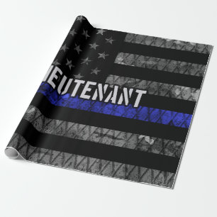 Lieutenant Thin Blue Line Distressed Flag Wrapping Paper