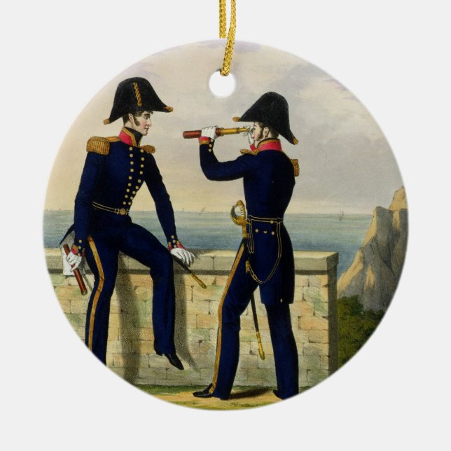 Lieutenants, plate 1 from 'Costume of the Royal Na Ceramic Ornament (Front)