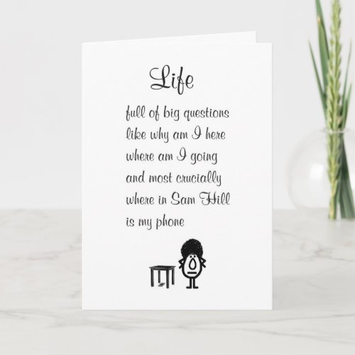 Life A Funny Thinking Of You Poem Card