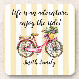 Life Adventure Bicycle Custom Beverage Coaster