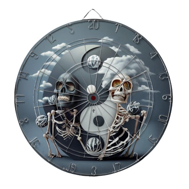 Life and Death, Halloween YinYang Skeleton Dart Board (Front)