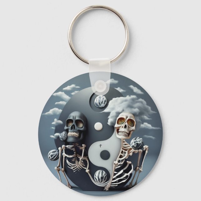Life and Death, Halloween YinYang Skeleton Keychain (Front)
