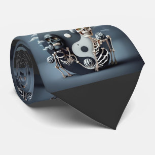 Life and Death, Halloween YinYang Skeleton Neck Tie