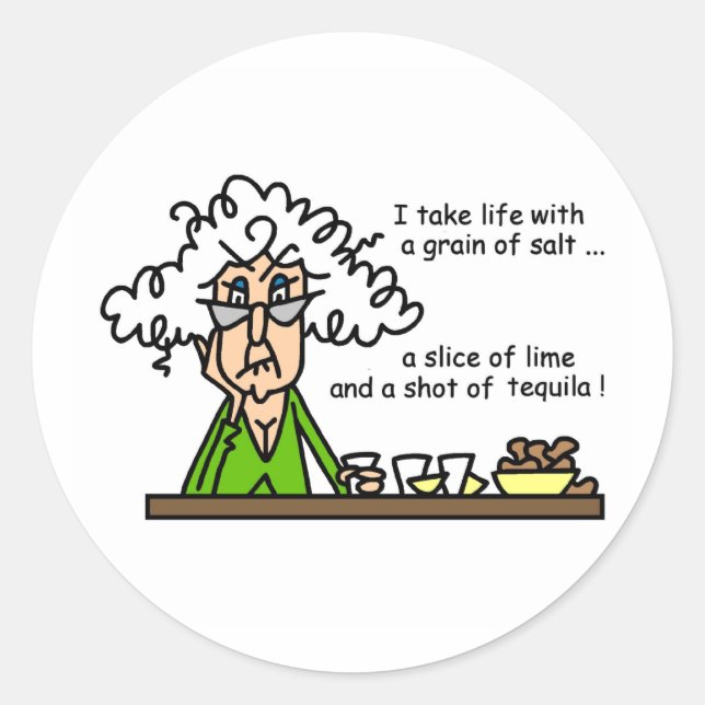 Life and Tequila Humor Classic Round Sticker (Front)