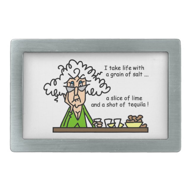 Life and Tequila Humor Rectangular Belt Buckle (Front)