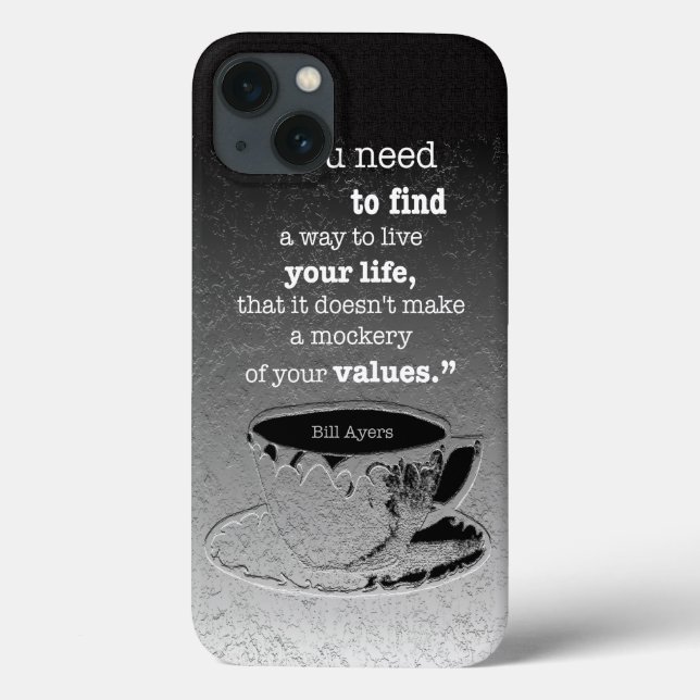 Life and Values, Illustrated Existentialism quote Case-Mate iPhone Case (Back)